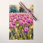 Purple tulips field  Wrapping Paper Gallery Image 1