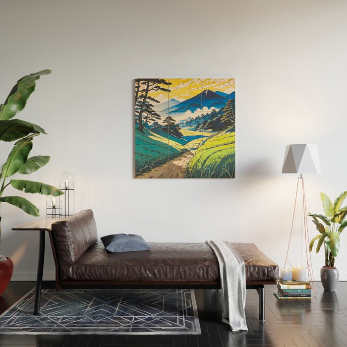 On the Return to Hokiriukiyo - A Contemporary Ukiyo-e Nature Landscape Wood Wall Art Gallery Image 2