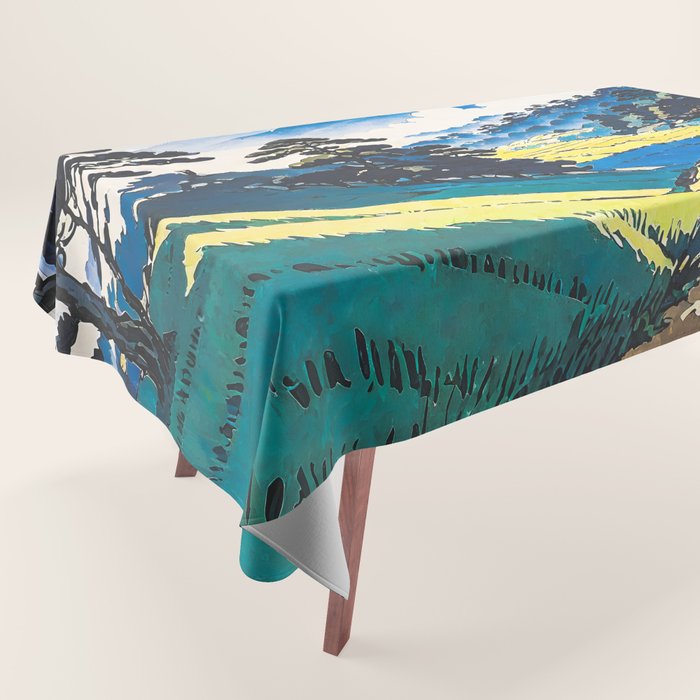On the Return to Hokiriukiyo - A Contemporary Ukiyo-e Nature Landscape Tablecloth Gallery Image 1