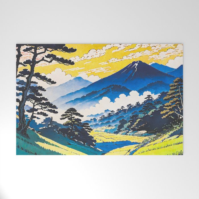 On the Return to Hokiriukiyo - A Contemporary Ukiyo-e Nature Landscape Welcome Mat Gallery Image 1