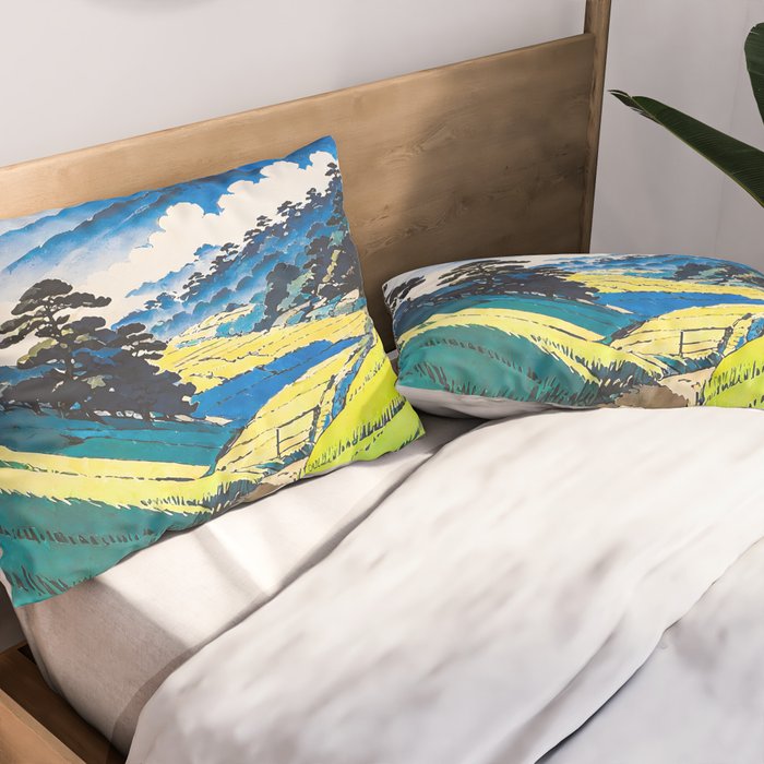 On the Return to Hokiriukiyo - A Contemporary Ukiyo-e Nature Landscape Pillow Sham Gallery Image 2