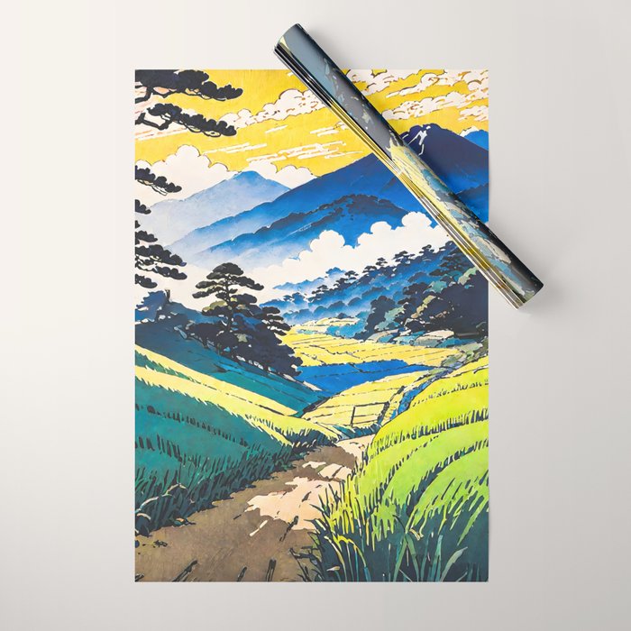 On the Return to Hokiriukiyo - A Contemporary Ukiyo-e Nature Landscape Wrapping Paper Gallery Image 1