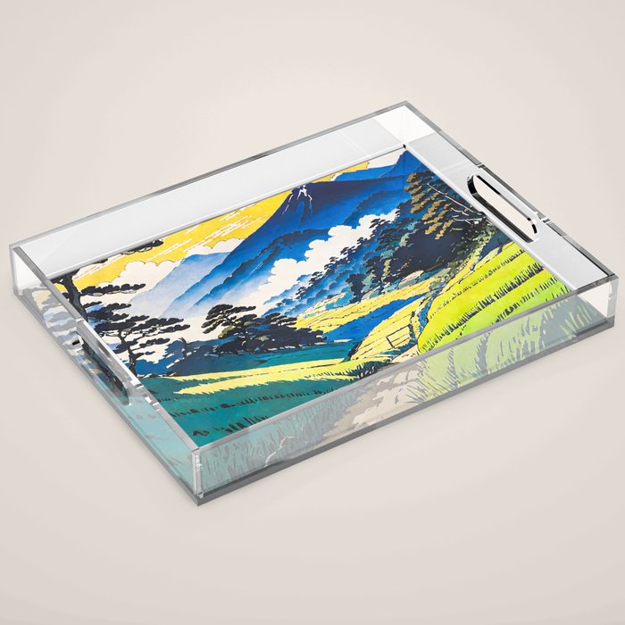 On the Return to Hokiriukiyo - A Contemporary Ukiyo-e Nature Landscape Acrylic Tray Gallery Image 1