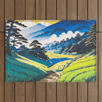 On the Return to Hokiriukiyo - A Contemporary Ukiyo-e Nature Landscape Outdoor Rug Gallery Image 1