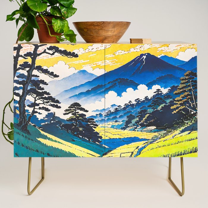 On the Return to Hokiriukiyo - A Contemporary Ukiyo-e Nature Landscape Credenza Gallery Image 1