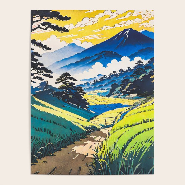 On the Return to Hokiriukiyo - A Contemporary Ukiyo-e Nature Landscape Poster Gallery Image 4