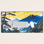 On the Return to Hokiriukiyo - A Contemporary Ukiyo-e Nature Landscape Desk Mat Gallery Image 1