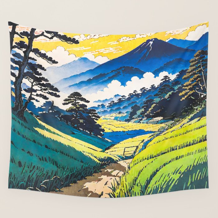 On the Return to Hokiriukiyo - A Contemporary Ukiyo-e Nature Landscape Wall Tapestry Gallery Image 1