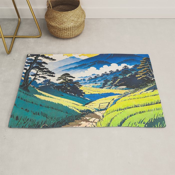 On the Return to Hokiriukiyo - A Contemporary Ukiyo-e Nature Landscape Rug Gallery Image 1