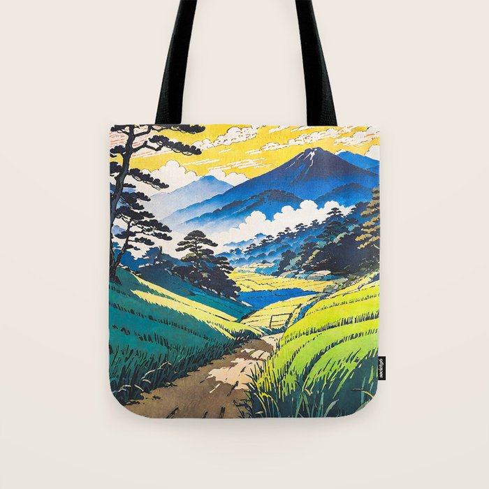 On the Return to Hokiriukiyo - A Contemporary Ukiyo-e Nature Landscape Tote Bag Gallery Image 1