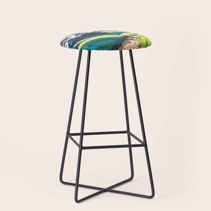On the Return to Hokiriukiyo - A Contemporary Ukiyo-e Nature Landscape Stool Gallery Image 1