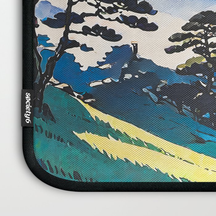 On the Return to Hokiriukiyo - A Contemporary Ukiyo-e Nature Landscape Laptop Sleeve Gallery Image 3