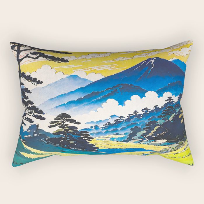 On the Return to Hokiriukiyo - A Contemporary Ukiyo-e Nature Landscape Rectangular Pillow Gallery Image 1