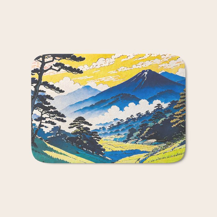 On the Return to Hokiriukiyo - A Contemporary Ukiyo-e Nature Landscape Bath Mat Gallery Image 1