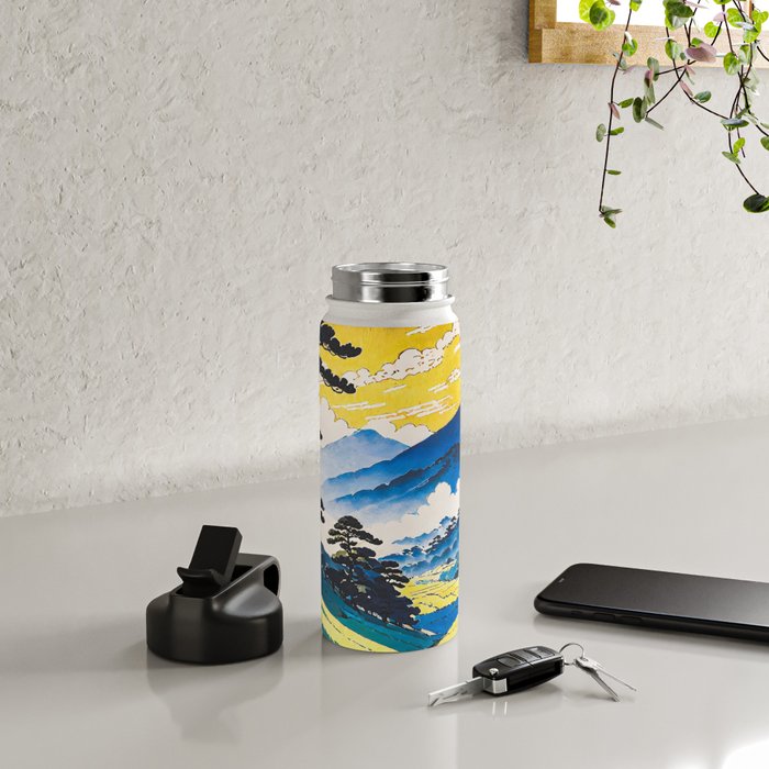 On the Return to Hokiriukiyo - A Contemporary Ukiyo-e Nature Landscape Water Bottle Gallery Image 4