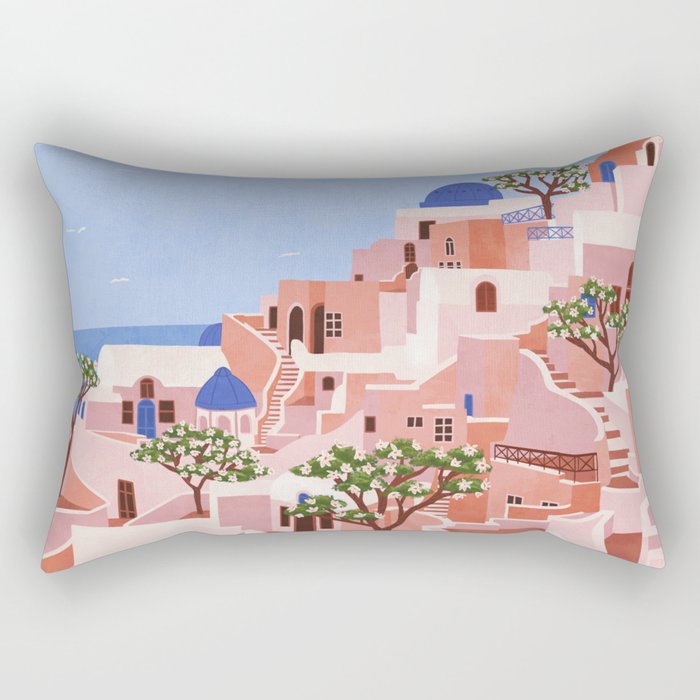 Sunset in Sontorini Rectangular Pillow Gallery Image 1