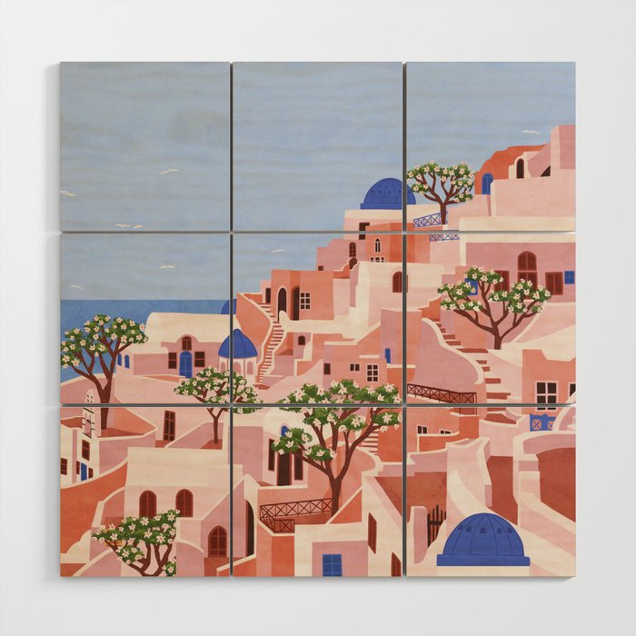 Sunset In Sontorini Wood Wall Art Gallery Image 1
