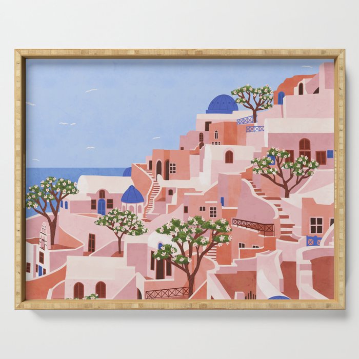 Sunset in Sontorini Serving Tray Gallery Image 1