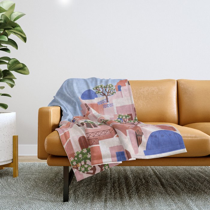 Sunset in Sontorini Throw Blanket Gallery Image 1