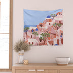 Sunset in Sontorini Wall Tapestry Gallery Image 2