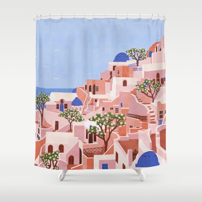 Sunset in Sontorini Shower Curtain Gallery Image 1