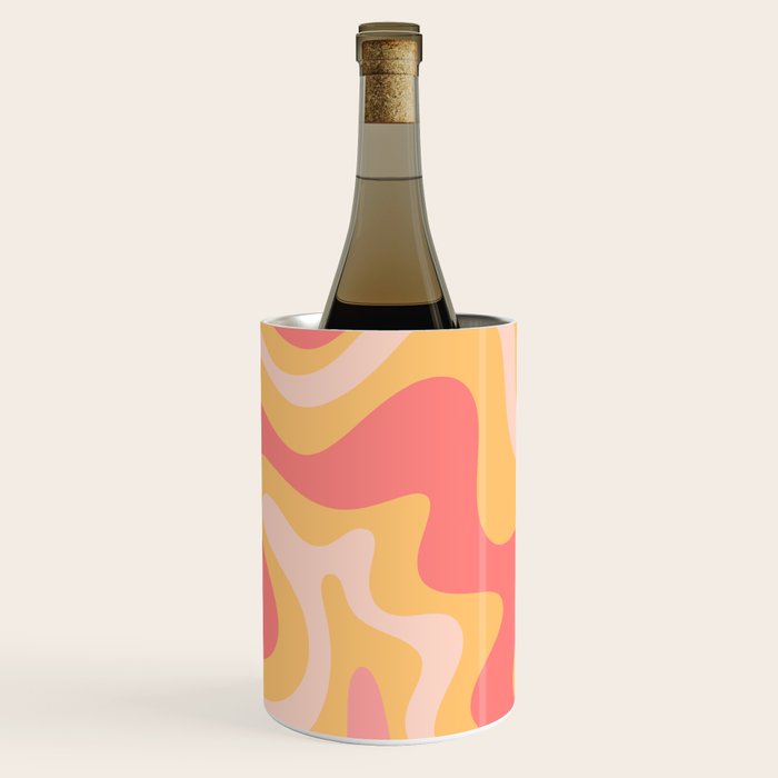 Liquid Swirl Retro Modern Abstract Pattern Blush Pink Mustard Wine Chiller Gallery Image 1