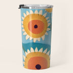 Sunflower Study in Sunny Yellow and Burnt Orange Travel Mug Gallery Image 3