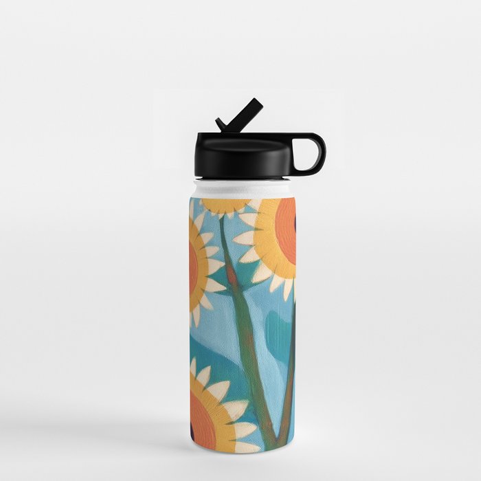 Sunflower Study in Sunny Yellow and Burnt Orange Water Bottle Gallery Image 1