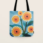 Sunflower Study in Sunny Yellow and Burnt Orange Tote Bag Gallery Image 1