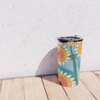 Sunflower Study in Sunny Yellow and Burnt Orange Travel Mug Gallery Image 4