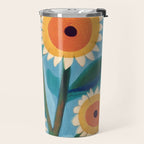 Sunflower Study in Sunny Yellow and Burnt Orange Travel Mug Gallery Image 2