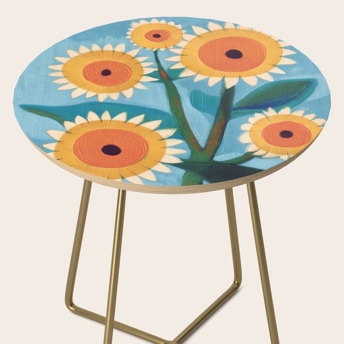 Sunflower Study in Sunny Yellow and Burnt Orange Side Table Gallery Image 2