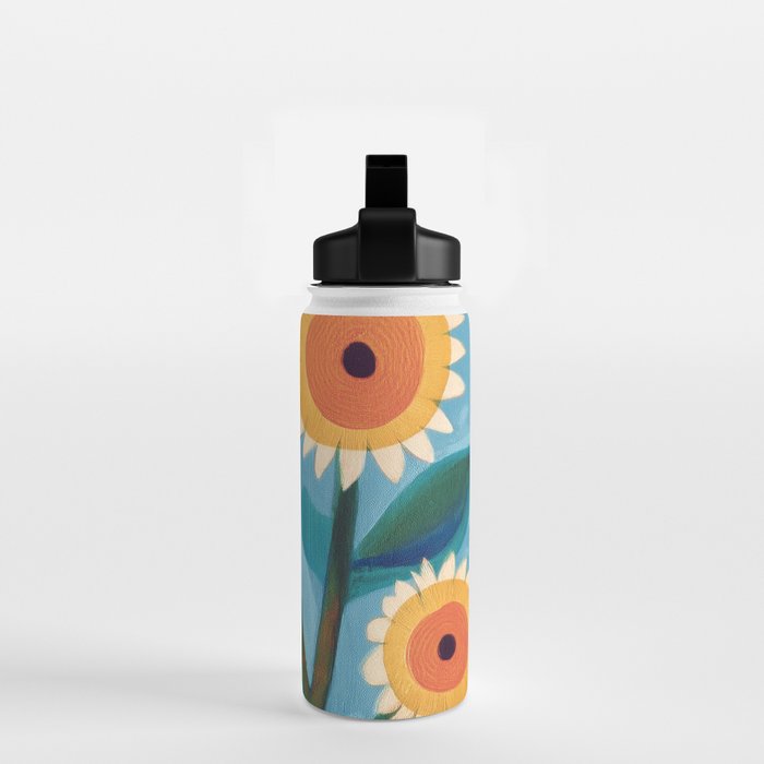 Sunflower Study in Sunny Yellow and Burnt Orange Water Bottle Gallery Image 2