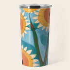Sunflower Study in Sunny Yellow and Burnt Orange Travel Mug Gallery Image 1