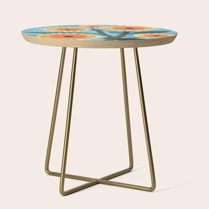 Sunflower Study in Sunny Yellow and Burnt Orange Side Table Gallery Image 1