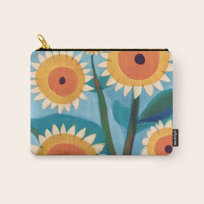 Sunflower Study in Sunny Yellow and Burnt Orange Carry All Pouch Gallery Image 1