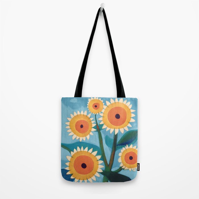 Sunflower Study in Sunny Yellow and Burnt Orange Tote Bag Gallery Image 2