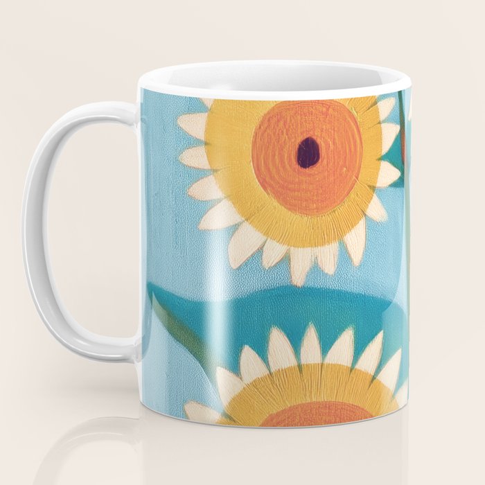 Sunflower Study in Sunny Yellow and Burnt Orange Coffee Mug Gallery Image 3