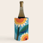 Sunflower Study in Sunny Yellow and Burnt Orange Wine Chiller Gallery Image 3