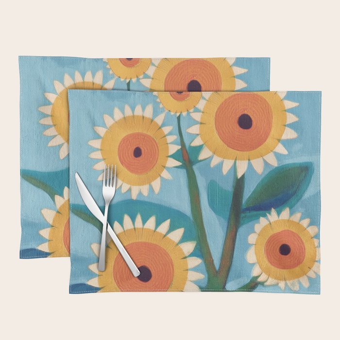 Sunflower Study in Sunny Yellow and Burnt Orange Placemat Gallery Image 1