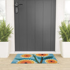 Sunflower Study in Sunny Yellow and Burnt Orange Welcome Mat Gallery Image 3