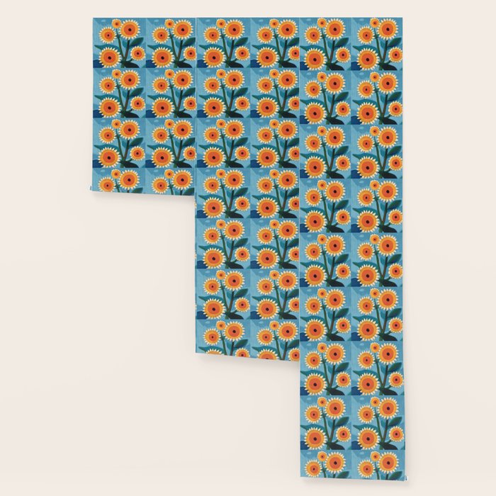 Sunflower Study in Sunny Yellow and Burnt Orange Wallpaper Gallery Image 3