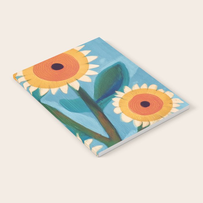Sunflower Study in Sunny Yellow and Burnt Orange Notebook Gallery Image 1