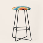Sunflower Study in Sunny Yellow and Burnt Orange Stool Gallery Image 1