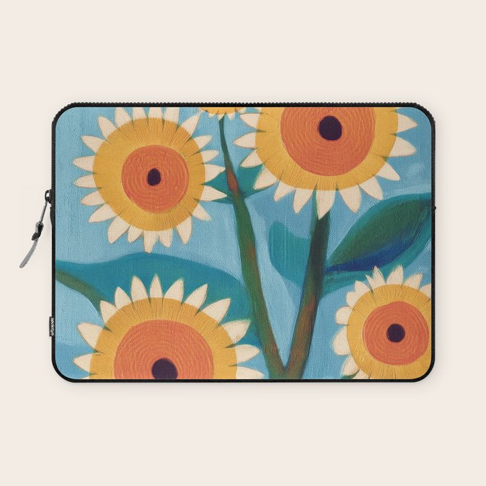 Sunflower Study in Sunny Yellow and Burnt Orange Laptop Sleeve Gallery Image 1