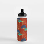 Gingko Biloba Leaves Abstract Pattern (red Background) Water Bottle Gallery Image 2