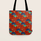 Gingko Biloba Leaves Abstract Pattern (red Background) Tote Bag Gallery Image 1