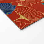Gingko Biloba Leaves Abstract Pattern (red Background) Welcome Mat Gallery Image 2