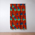 Gingko Biloba Leaves Abstract Pattern (red Background) Window Curtain Gallery Image 3