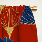 Gingko Biloba Leaves Abstract Pattern (red Background) Window Curtain Gallery Image 2